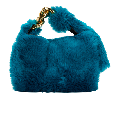 Chain Hobo, &pound;350, Handbags, Blue, Faux Fur, Front view